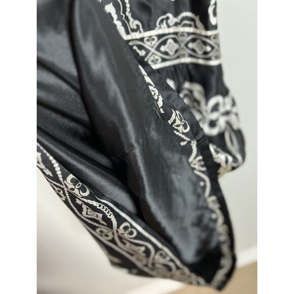 White House Black Market Paisley Print Silk Dress Size 14 Lined Black & White Wm - Picture 5 of 6
